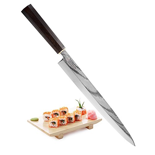 TUO Cutlery TC0406P YANAGIBA 10.5' Damascus Japanese Knife, Black