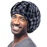 Large Waterproof Shower Cap for Men - Kenllas Reusable Adjustable Bath Cap for Dreadlock Braids...