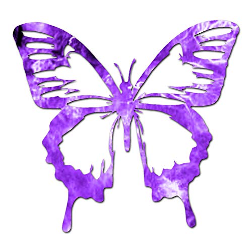 Image of Decorative Decal - Butterfly Monarch 4 inch x 3.75 inch - Purple Flames - Vinyl Sticker