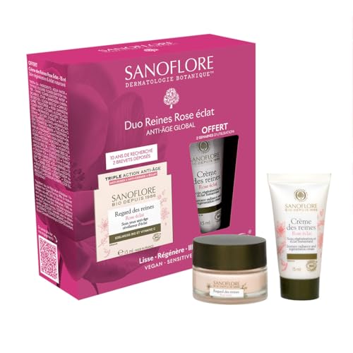 Sanoflore Coffret Soins Anti-Âge Bio - Crème Visage et Crème Yeux Anti-rides 15 ml - Soins Visage Éclat et Fermeté - Idée Cadeau Beauté Femme Noël 2025