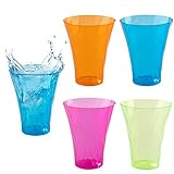 Supernal - 10oz Plastic Tumbler Cups(Set of 96) Neon Plastic Drinking Glasses- BPA-Free - Stackable...
