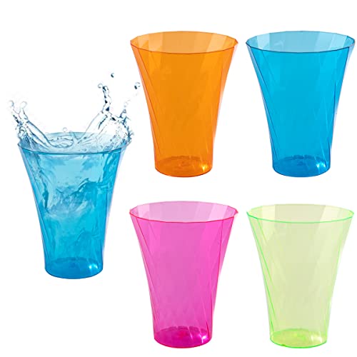 Supernal 10Oz Neon Plastic Tumbler Cups(Set Of 96) Rainbow Plastic Drinking Glasses, Colorful Plastic Cups Perfect For Super Bowl Party Birthday #TOP18