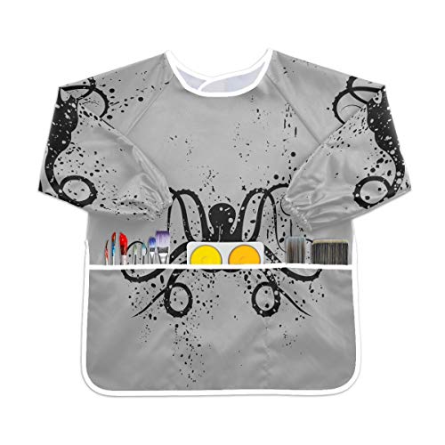 ブラックブルータコ幼児の子供のエプロン防水絵画アーティストのよだれかけのスモック、年齢1-6のための子供の芸術のスモック