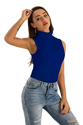 Image of Spicy Sandia Women Stretchable Turtleneck Knit Sleeveless Slim Fit Sweater