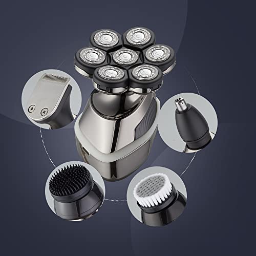 Marske Electric Shavers For Men, Baldhead Shavers For Men, 9 In 1 Men's Grooming Kit, Led Display Razors, Versatile 7D Floating, Multi-Function Skull Shaver (Silver) #TOP1