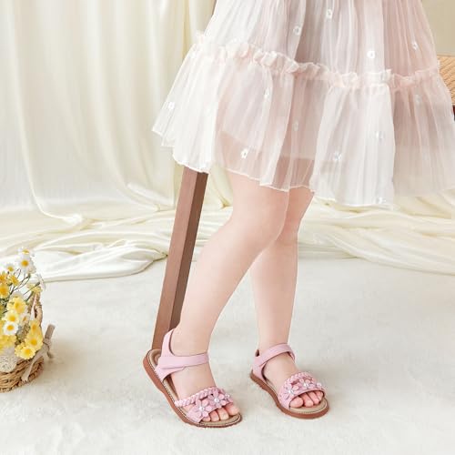 Image of Kolan Toddler Girl Sandals Open Toe Flat Princess Dress Shoes Little Kids