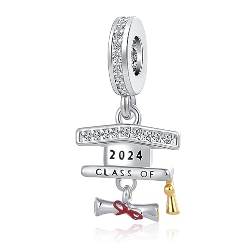 Graduation 2023 Girl Gift Charm Graduate Bachelor's Hat Scroll Bead for Pandora Bracelet