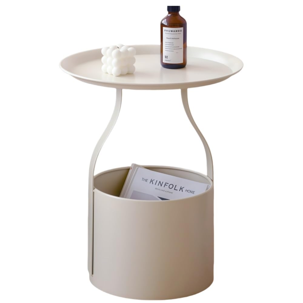 Table de Chevet en métal pour Chambre et Salon Cosy Beige