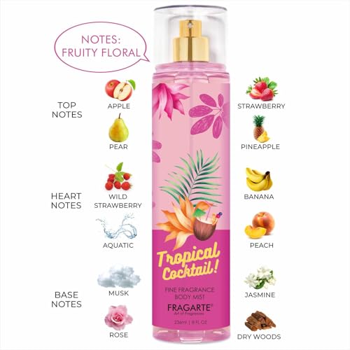 Image of Tropical Cocktail Body Mist for Women & Girls - Long Lasting Exotic Fruity Fragrance, Refreshing Body Spray for Daily Wear, 236 ml