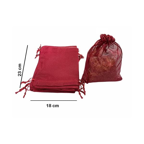 Krisah Fabric Unisex-Adult Self Design Cloth Potli Gift Bags, Pack Of 25 (Maroon) Big Size 23 X 18 Cm - Image 4