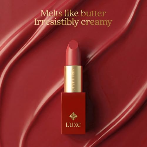 Image of Just Herbs Luxe Satin Melt High Shine Lipstick | Luxury Makeup | Ayurvedic Formula | Long Lasting Shine | Ayurvedic Lipstick - 4 gm (01 PEACH SERENADE)