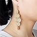 Lightweight Small Mini Brushed Disc Round Sequins Coin Tassel Dangle Earrings Minimalist Everyday Simple Jewellery Gift (Gold)