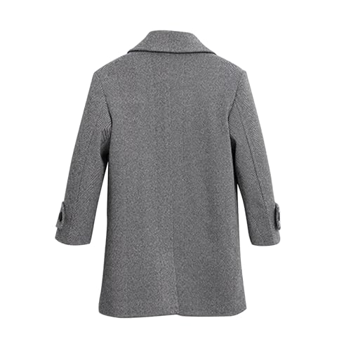 Kids Boys Classic Notched Collar Double Breasted Long Winter Pea Coat2
