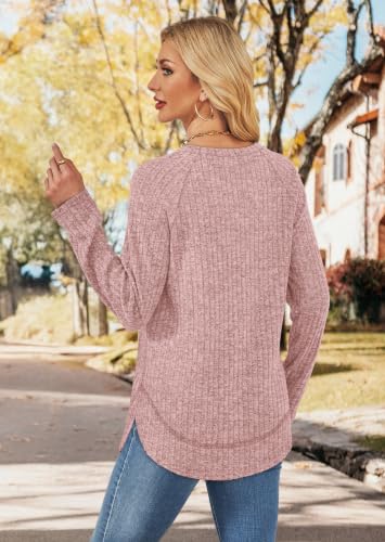 Image of WIHOLL Long Sleeve Shirts for Women Fall Sweaters Lightweight Trendy Tops