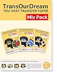 TransOurDream Glitter Heat Transfer Paper Mixed Pack (10 Sheets, 8.5x11') Printable Heat Transfers Vinyl for Inkjet Printers, Iron on Transfers Vinyl for Dark and Light T Shirts (GL-10)