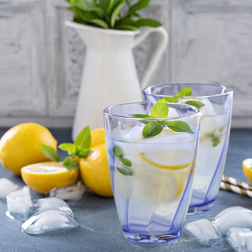 Verres à eau plastique réutilisables transparents bleus Topsky empilables - 7