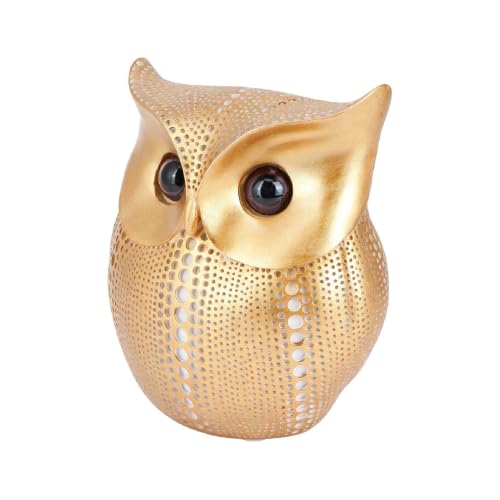 HERCHR Statue Hibou,Hibou Statue décor à la Maison, Or Hibous Ornement Salon Chambre Bureau étagère décoration,Hiboux Porte-Bonheur Figurines