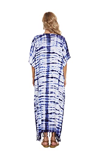 Image of Beautybatik Women Hippie Tie Dye Caftan Kaftan Loungewear Maxi Plus Size Long Dress XL to 4X