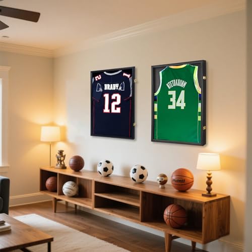 Image of IHEIPYE Jersey Frame Display Case 4 Pack - Large Sport Jersey Shadow Box with UV Protection Acrylic for Baseball, Basketball, Football, Soccer, Hockey, Shirt and Uniform
