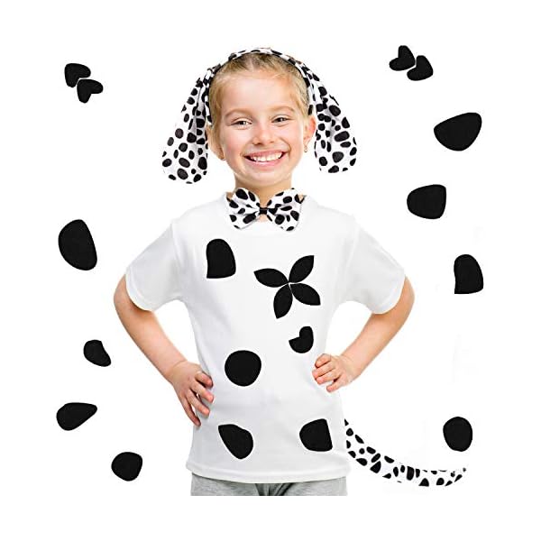 Willbond dalmatian dog ear headband, bow tie, tail set with 4 sheets adhesive felt circles felt pads for halloween diy projects costume party decorations supplies - image 7