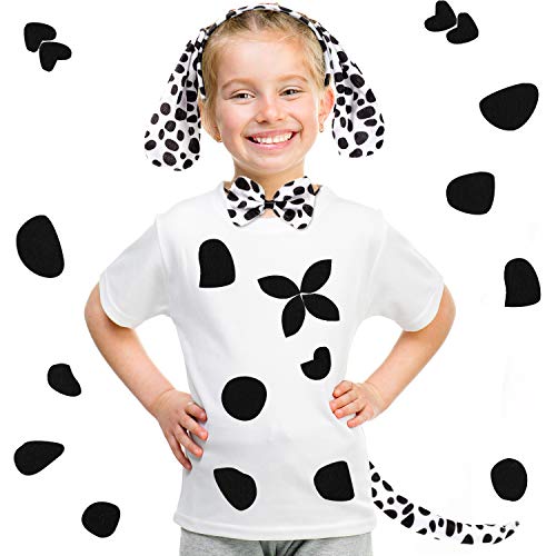 Willbond Dalmatian Dog Ear Headband, Bow Tie, Tail Set With 4 Sheets Adhesive Felt Circles Felt Pads For Halloween Diy Projects Costume Party Decorations Supplies thumb #5