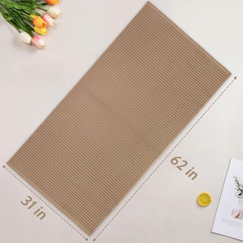 Jacquotha Waffle Bath Towels 2-Piece (Tan) - Cotton, Soft, Lightweight, 31” x 62” Large Bath Towel for Bathroom, Shower, Spa, Beach
