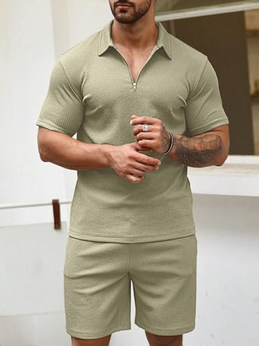Image of Vogaan Men's Premium Cotton Blend Pyjama Set | Stylish Solid Polo Tshirt and Shorts | Casual Night Suit Wear Set for Man | Summer Co-ords Set with Shorts | Comfortable Nightwear & Loungewear