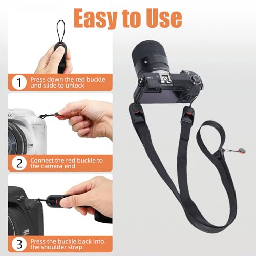 Image of BowieMall Camera Strap, Adjustable Camera Belt, Comfortable Camera Neck Strap with Quick Release Buckle, Camera Shoulder Strap for Travel & Outdoor Photography (Black)