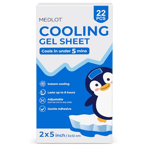 LotFancy Fever Patch for Kids 22 Sheets Fever Reducer Baby Cooling Pads Gel Cool Patch for Fever Headache Relief 4.7 x2 Inch