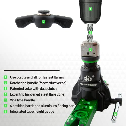 Image of Super Stars Cordless Drill Type Flaring Tool Kit 1 /4 inch-3 /4 inch Single Flare Tool 45 Eccentric HVAC Air Condition Refrigeration Tool