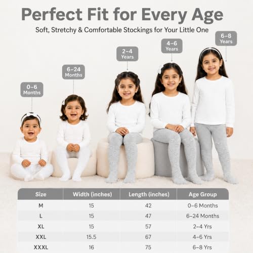 Image of THE LITTLE LOOKERS Baby Tights Thick Toddler Baby Girl Seamless Knit Leggings Thick Solid Cotton Stockings Footed Pants Pantyhose for Years Baby