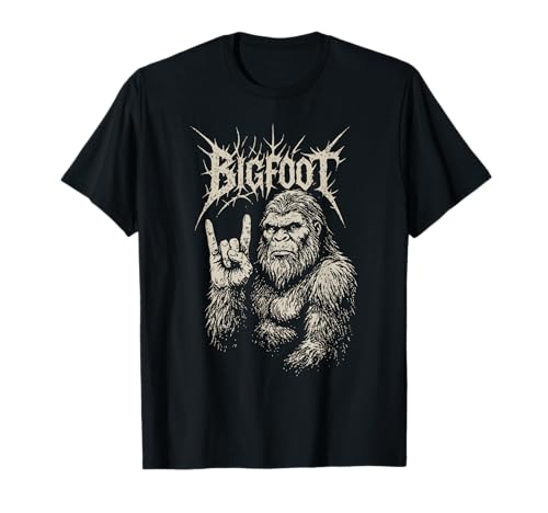 Rock Band Bigfoot Funny Sasquatch Heavy Metal Music Cryptid T-Shirt