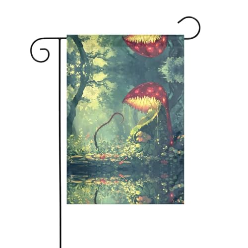 Wzywhj The Mysterious Venus Flytrap Waits Pattern Summer Garden Flag Double Sided Decoration Courtyard 12x18in