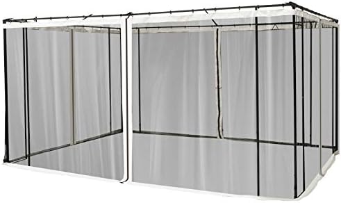 Outsunny 10' x 13' Universal Replacement Mesh Sidewall Netting for Patio Gazebos and Canopy Tents with Zippers, (Sidewall Only) Beige, Black