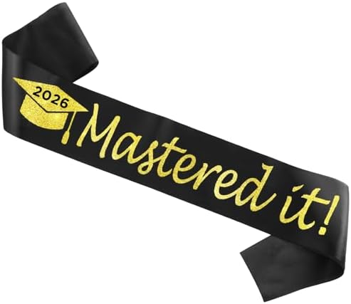 Amazon.com: 2026 Mastered It Graduation Sash Black Gold Glitter Satin ...