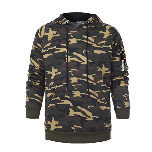 Sinifer Men's Tracksuit Set Camouflage Sweatshirt Sweatsuits Athletic Sweatpants Solid Patchwork Warm Sports Track Suit (As1, Alpha, 3X_L, Regular, Regular, Army Green) #TOP2