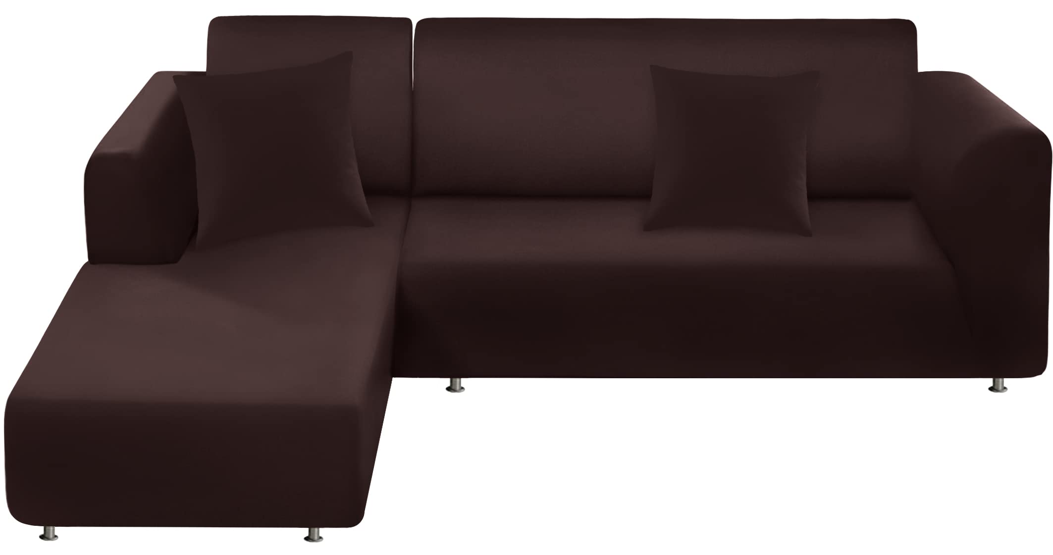 BT.WA Couch Cover L Shape Sectional Sofa Cover 2-Piece Soft Stretch Reversible Sofa Slipcover 3 Seater + 3 Seater Furniture Protector Couch Slipcover with 2Pcs Pillowcases (Coffee)