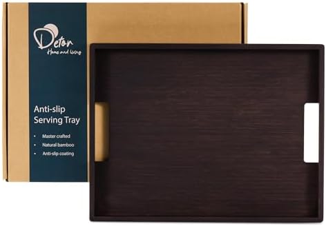 DETOR Serving Tray 17" x 13", Innovative Anti-Slip Coating, Mahog...