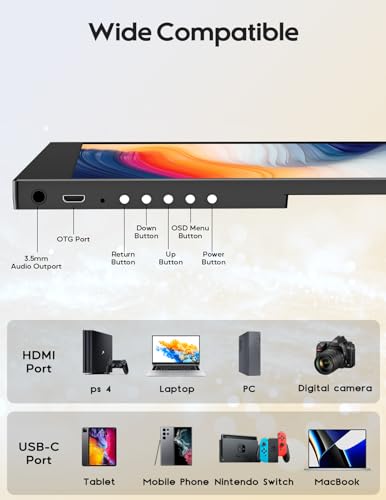 Image of 18 inch Portable Gaming Monitor, 2.5k 2560x1600, 16:10 Wide Screen, 100% sRGB, FreeSync, HDR, Laptop Screen Extender for Mac, Switch, Xbox, PS4 /5