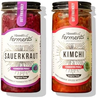 The Good Bug Naturally Fermented Pickles I Kimchi & Sauerkraut I Raw & Unpasturized I No Vinegar I Oil-Free I Healthy Food I Probiotic-Rich Side Dish,Pack Of 2