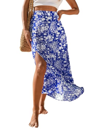 CUPSHE Skirts Floral Maxi Skirt High Waist Coverup Casual Beach Summer Vacation