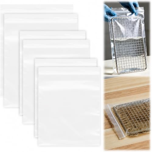 SUOWEEI 6 Pack Oven Rack Cleaning Bags 3 Sizes Heavy Duty No Scrub Soaking Bags for Oven Racks Grill Grates & BBQ Racks Reusable Leak-Resistant PE Bags No Cleaner Included