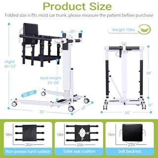 AUVKMUY Electric Patient Lift Transfer Chair - Folding Portable Handicap Lift for Home/Car/Bathroom,260LBS Capacity Upgrade Electric Transfer Lift for Seniors