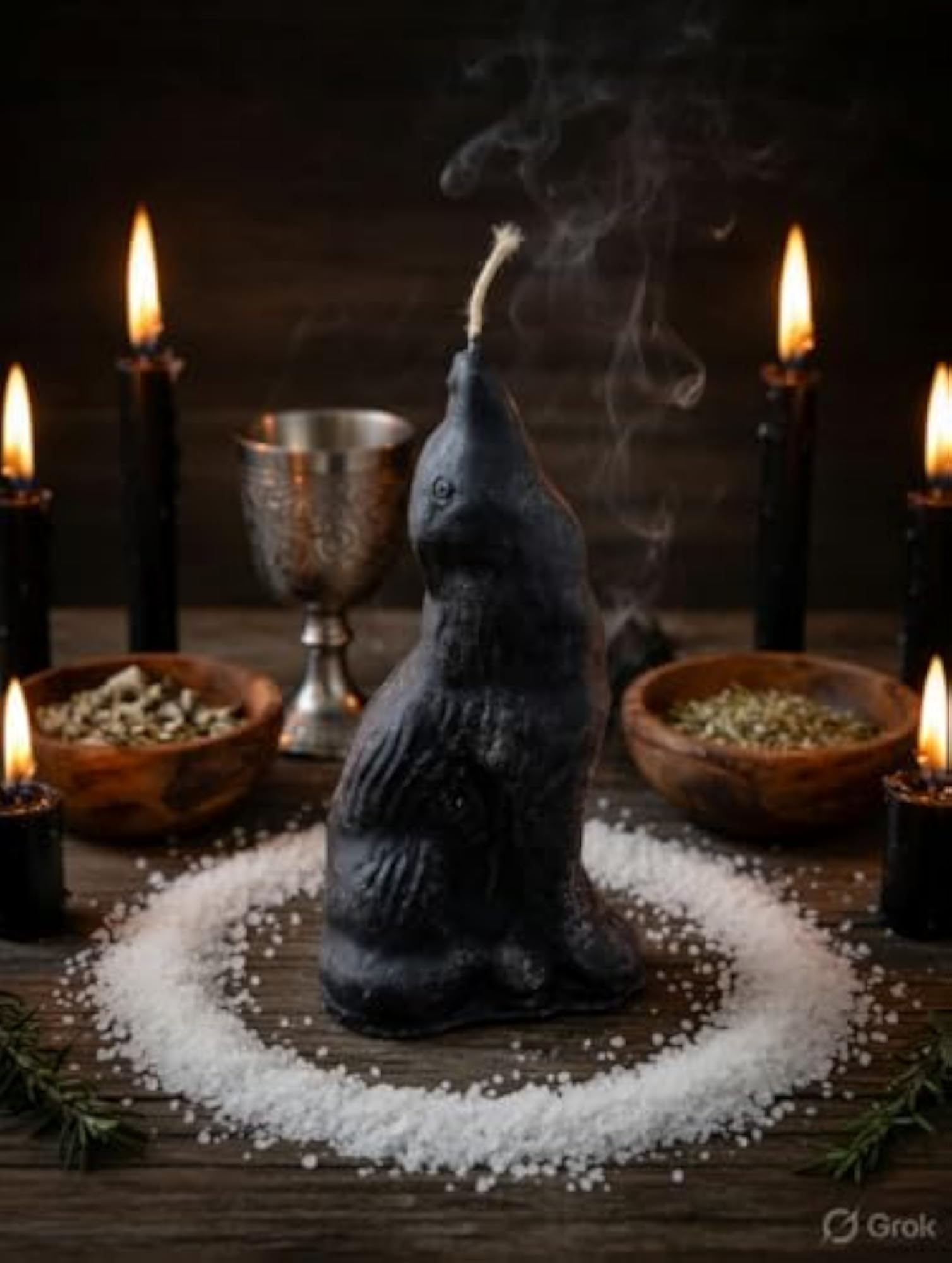 Unscented Black Wolf Candle for Ritual & Spell Work