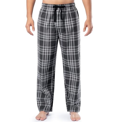 Fruit of the Loom Men's Broadcloth Woven Sleep Pajama Pant, Black/White Plaid, Medium