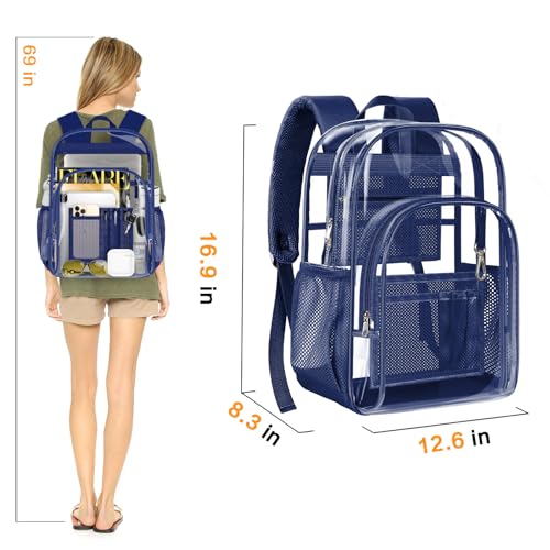 Image of PAMANO Clear Backpack, Heavy Duty Transparent Reinforced Bottom See Through for College, Travel Work Security