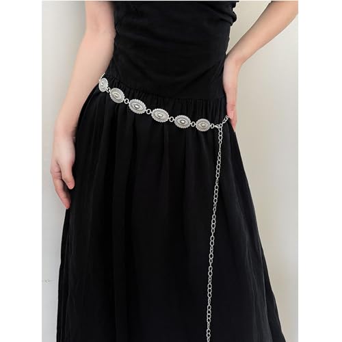 Western Metal Concho Belt for Women Cowgirl Waist Chain Belt for Country Concert Outfit Dresses Jeans Pants2