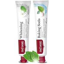 Red Seal Flouride Free Whitening Toothpaste Bundle - Baking Soda and Lemon NATRUE Certified Natural Toothpaste, No Additives, SLS Free, Organic, Vegan Friendly