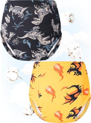 BliBliTaTa Boys Training Underwear Pants 4-Pack Toilet Potty Underpants Cotton Absorbent Padded Reusable Leak Resistant Feel Wet For Toddler Baby 4t 5t Dinosaur Car - 2