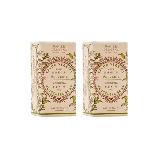 Panier des Sens - Jabón Sólido - Jabón de Manos y Cuerpo de Verbena - A base de Aceite de Oliva - Jabón Natural 97% Ingredientes Naturales - 2x150g